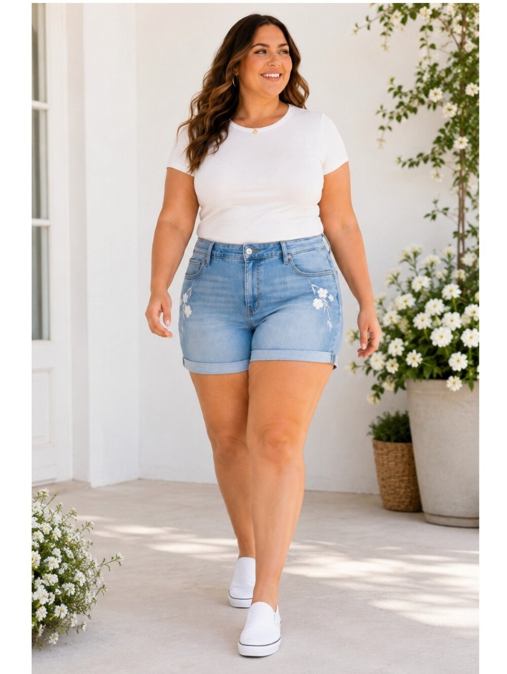 Levi’s Plus Size 22W Floral Embroidered Mid Rise Denim Shorts NWOT